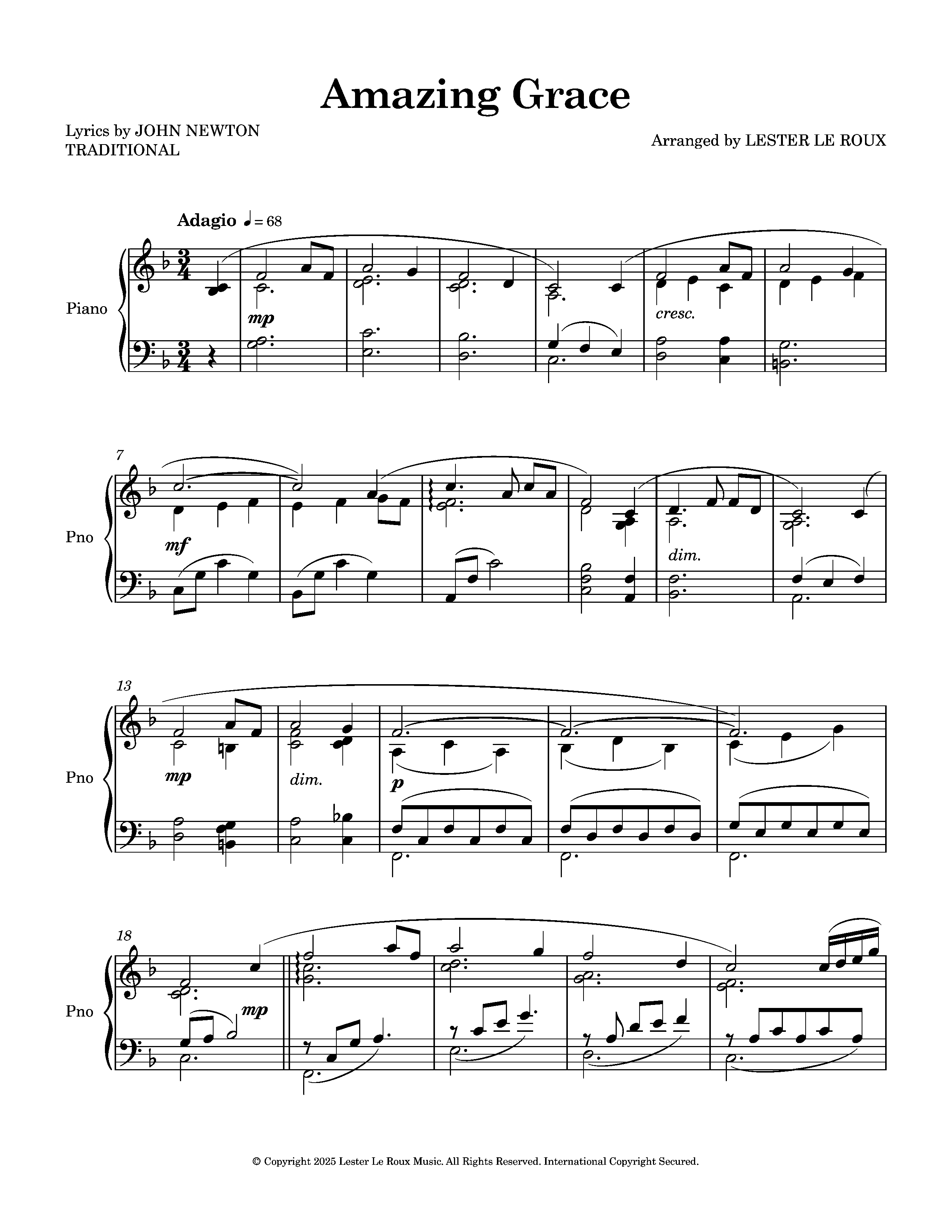Amazing Grace - Intermediate Piano
