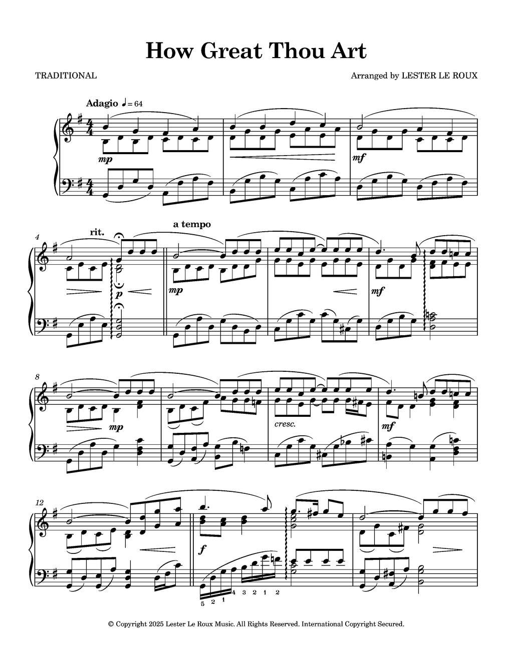 How Great Thou Art - Intermediate Piano Arrangement