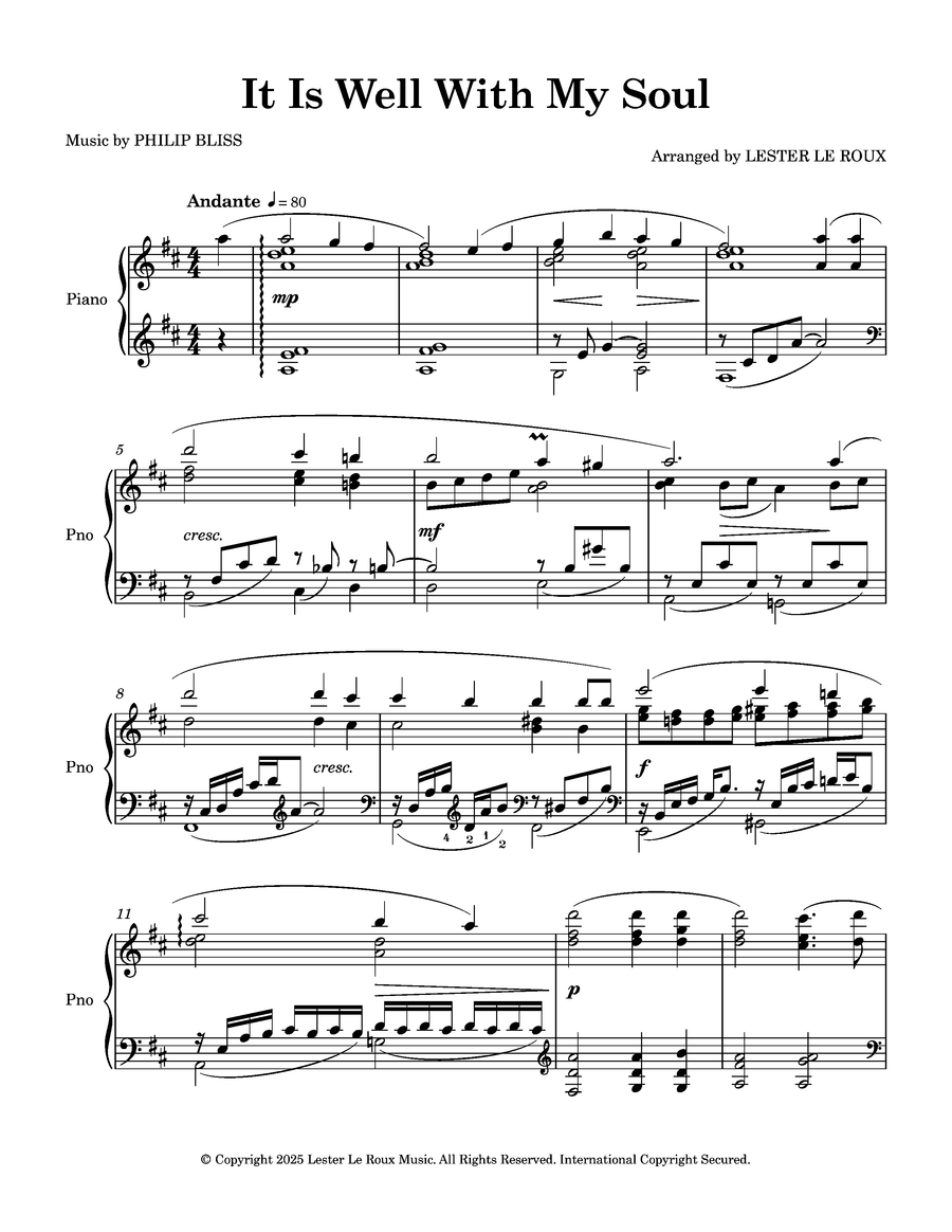 It Is Well With My Soul - Advanced Piano