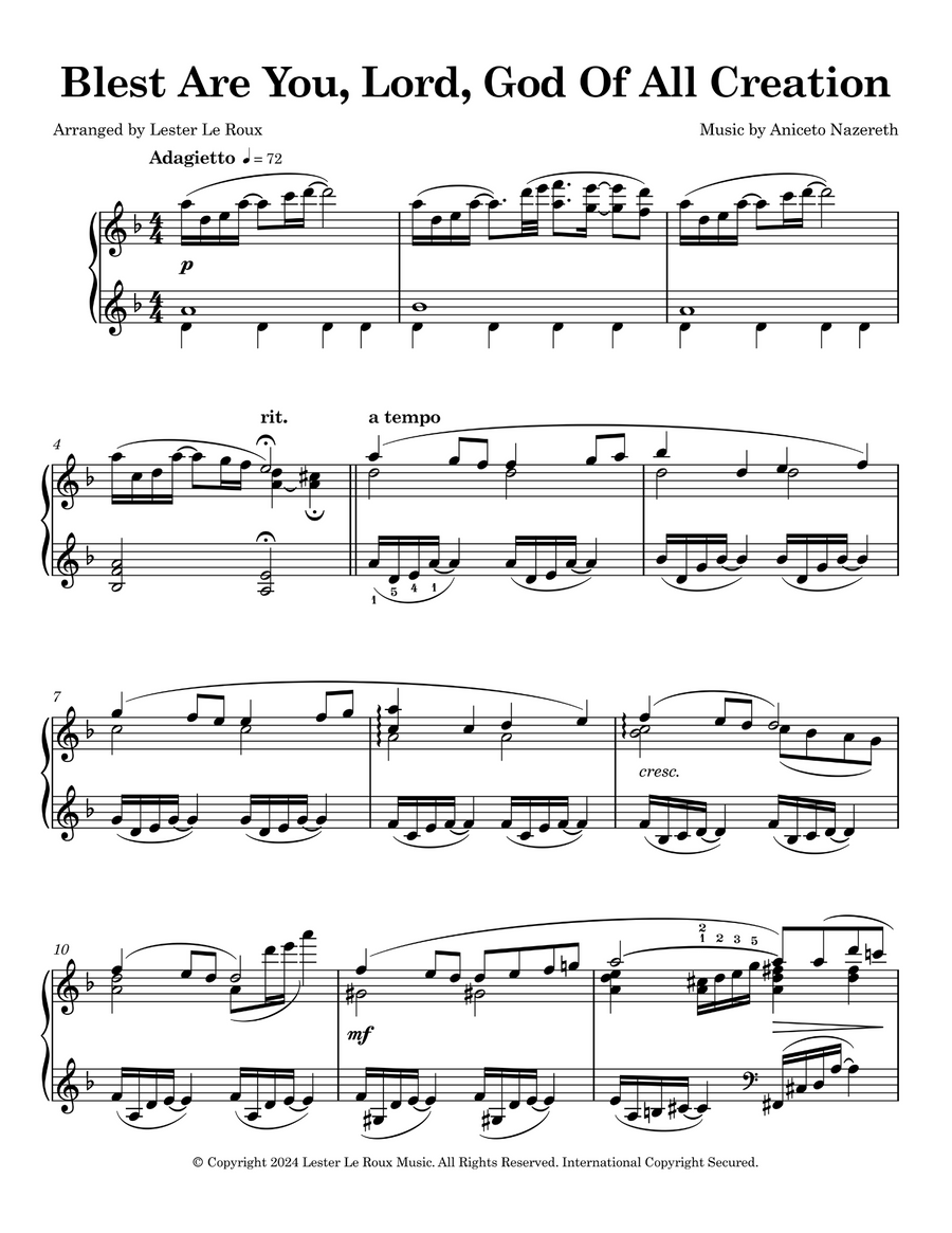 Blest Are You, Lord, God of All Creation - Advanced Piano