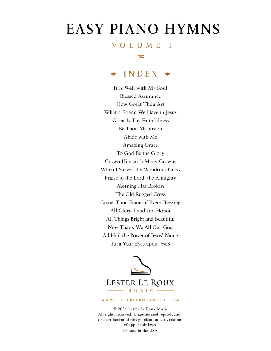 Easy Piano Hymns Volume I