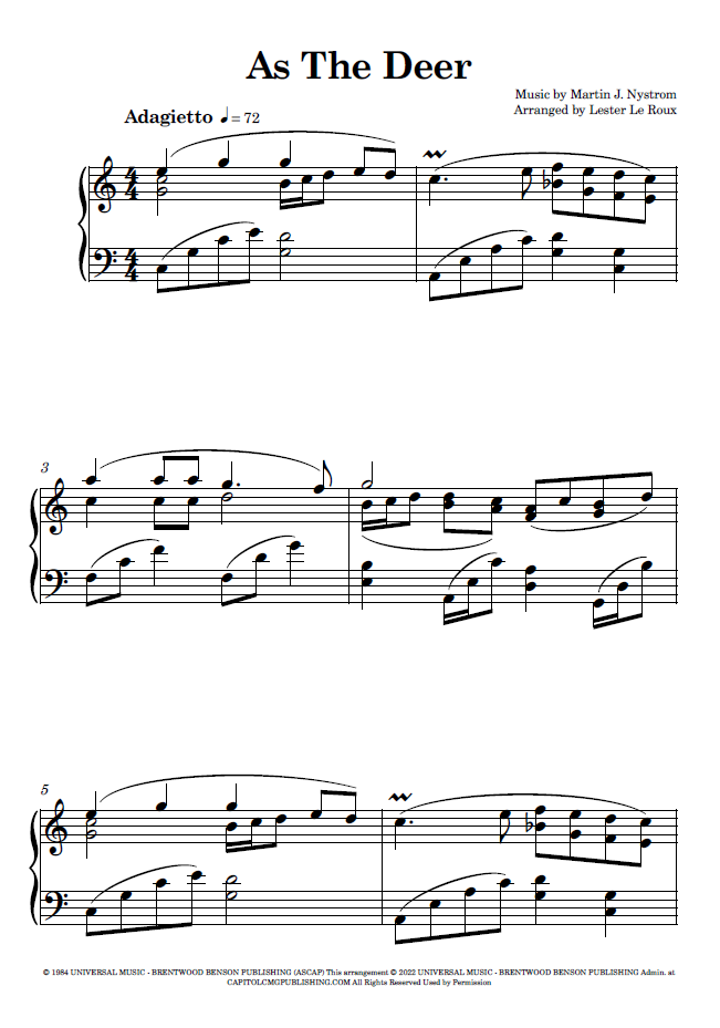 As the Deer - Easy Piano