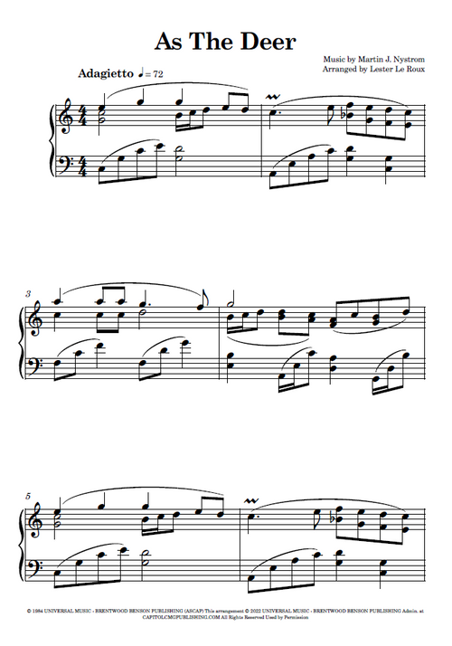 As the Deer - Easy Piano