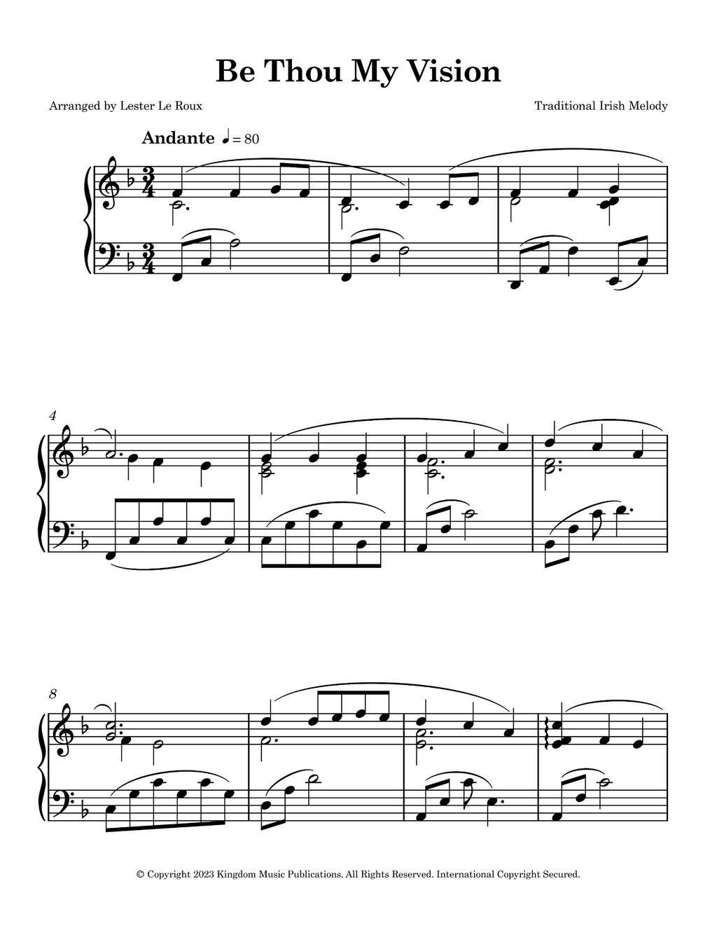 Sample page from Be Thou My Vision Easy Piano Arrangement