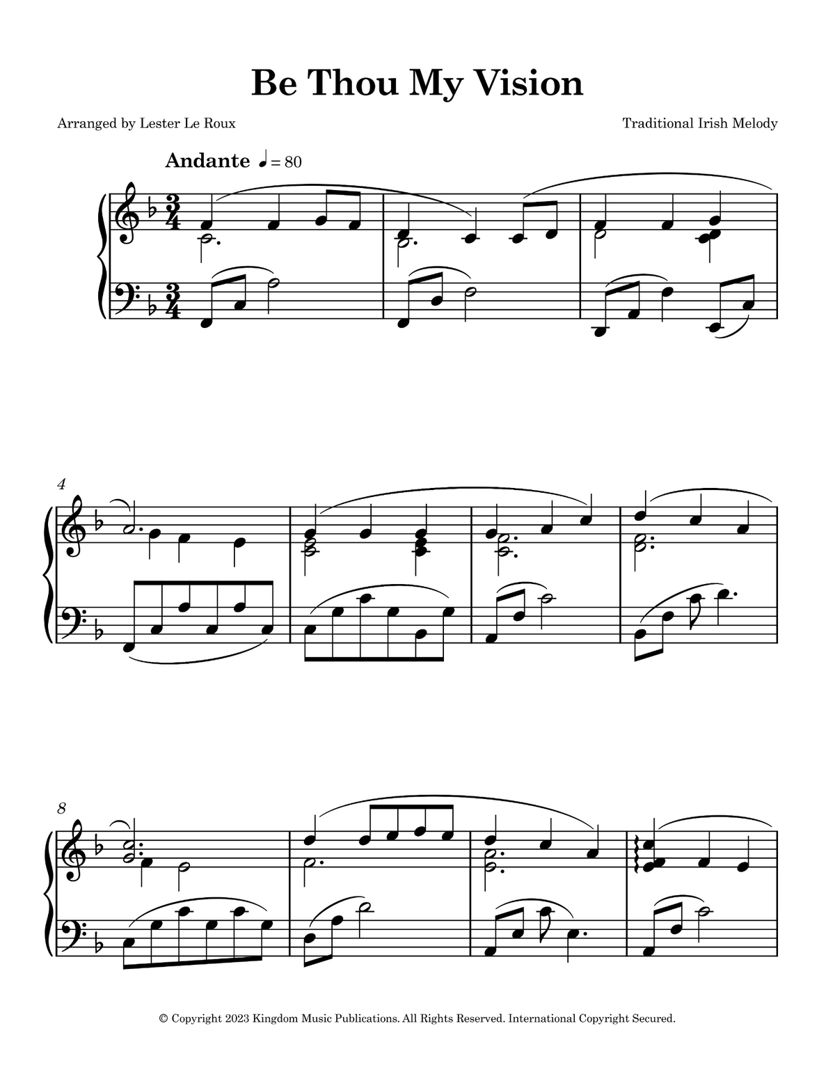 Sample page from Be Thou My Vision Easy Piano Arrangement